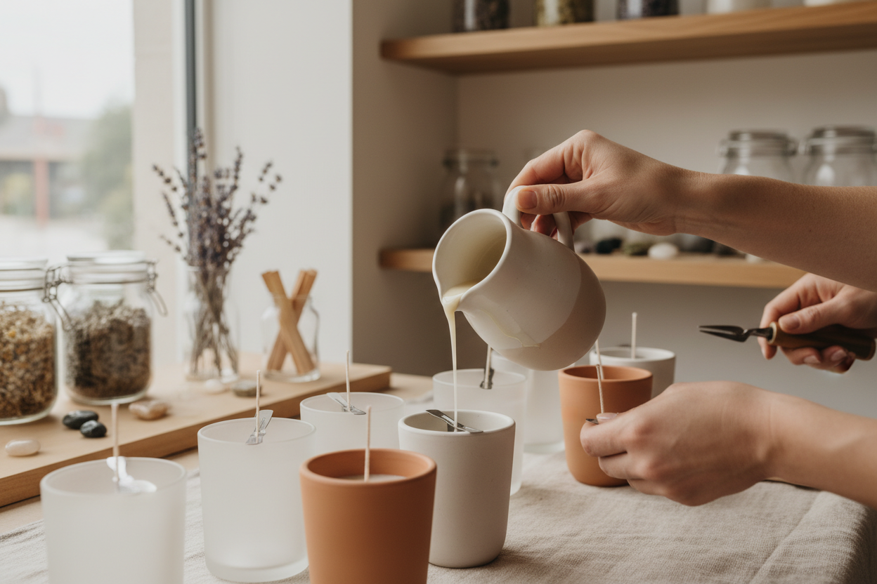 hands creating candles