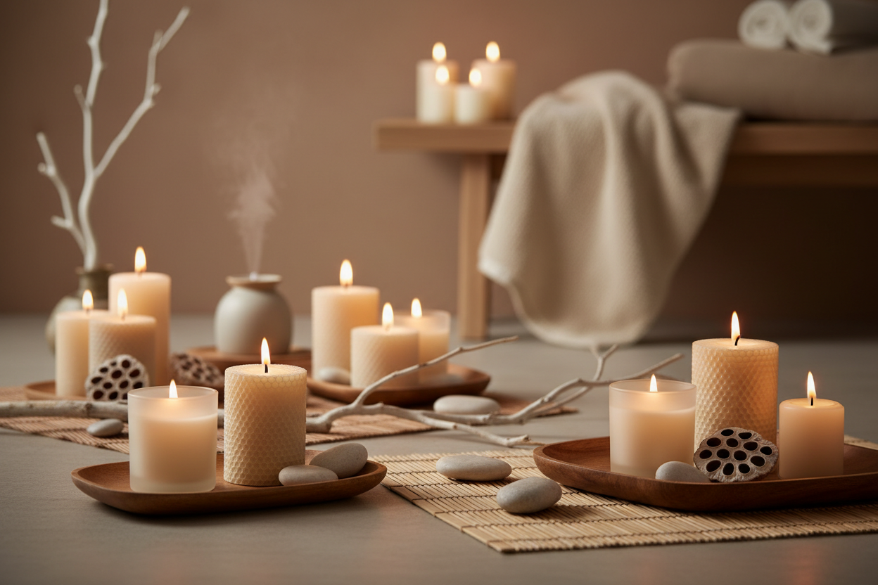 lit candles relaxing